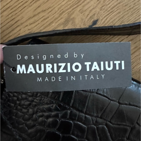 Maurizio Taiuti Black Leather Croc-Embossed Shoulder Bag - NWT - Made in Italy - Picture 4 of 8
